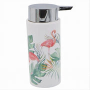 Trade Shop - Dispenser Porta Sapone Liquido Cilindrico In Plastica 15,6 Cm Fenicotteri 69963 -