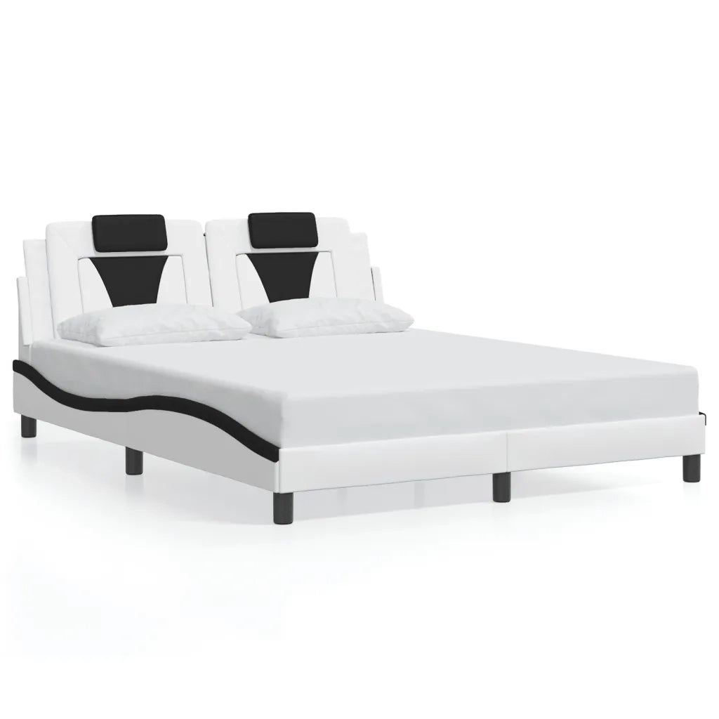 Giroletto Viana con LED senza Materasso-Struttura Letto Bianco e Nero 160x200 cm