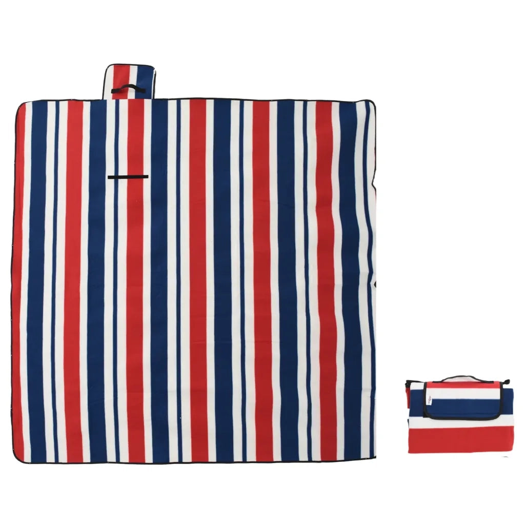 Tovaglia Picnic Pieghevole Strisce Rosse Blu 200x200 cm Velluto 4004212