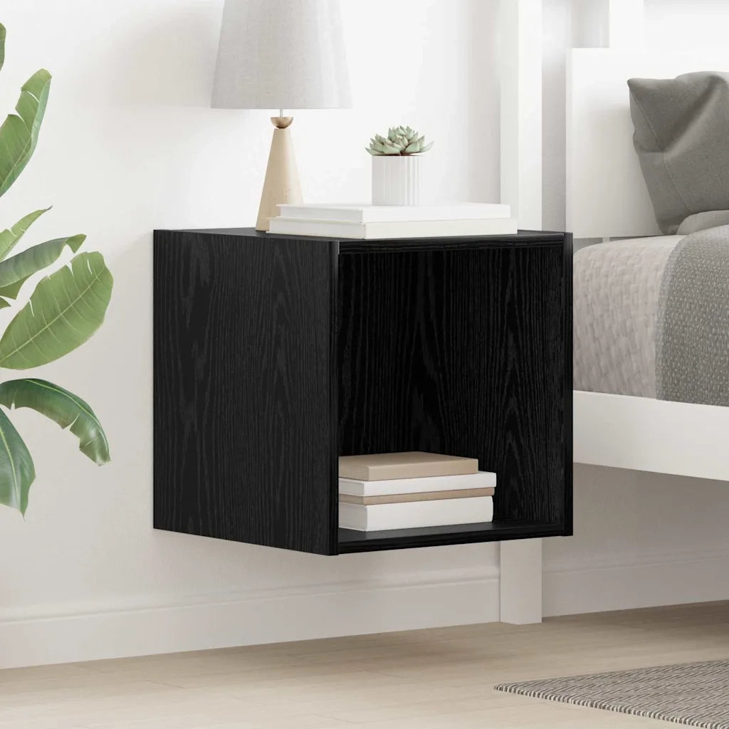 Armadietto a Muro | Mobile a Parete Rovere Nero 37 x 37 x 37 cm Legno multistrato