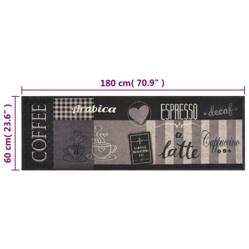 Tappeto del soggiorno | Tappeto da Cucina Lavabile Nero Caff¨¨ 60x180 cm Velluto
