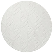 Tappeto in pelliccia sintetica di coniglio, bianco sporco, in poliestere, rotondo da 160 cm, morbido e a pelo lungo, con motivo a foglie