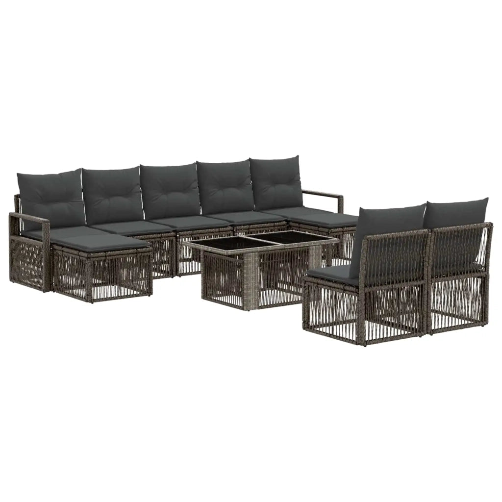 Set Divano da Giardino 10 pz Grigio e Grigio Scuro polyrattan 3437150