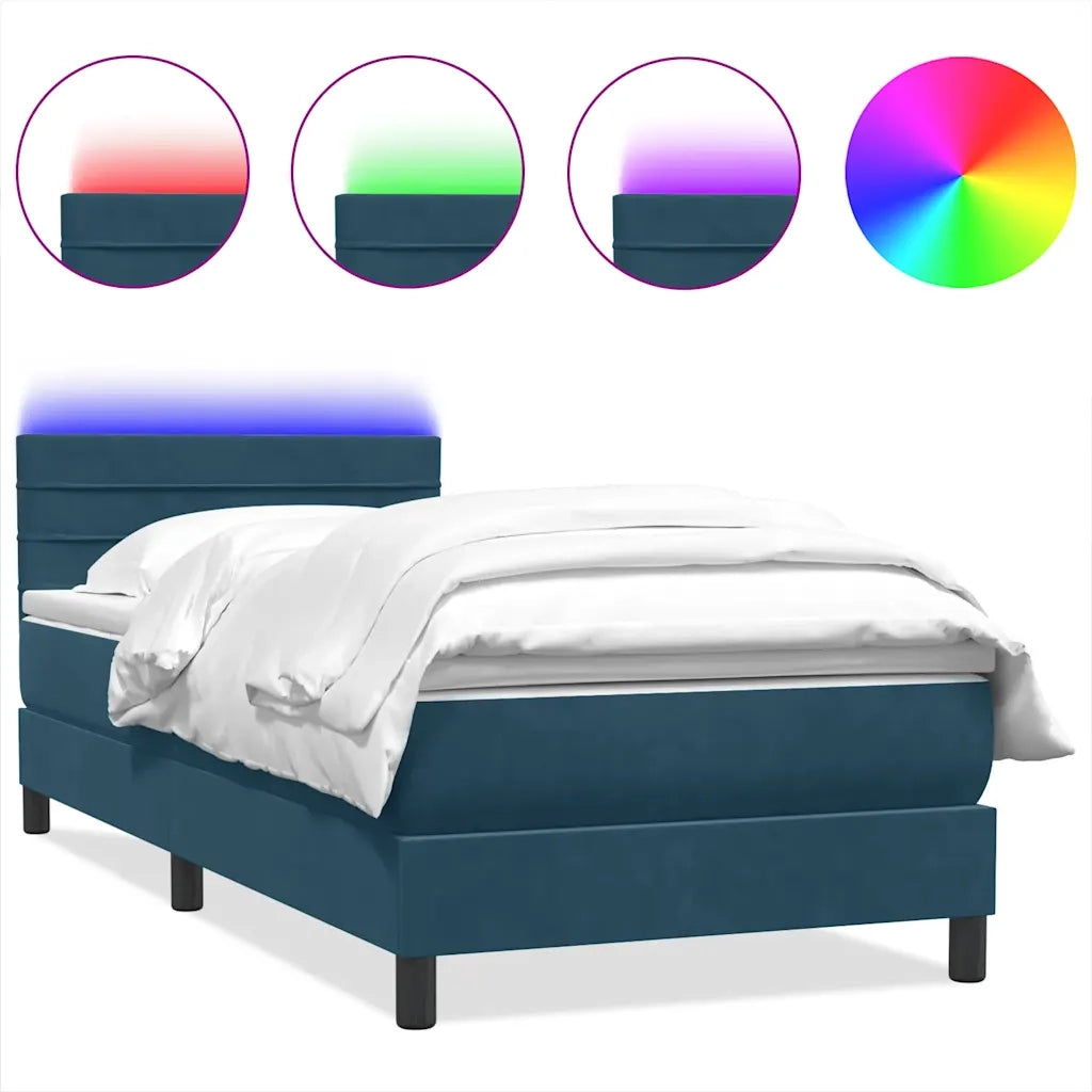 Giroletto a Molle con Materasso Blu Scuro 80x220 cm Velluto
