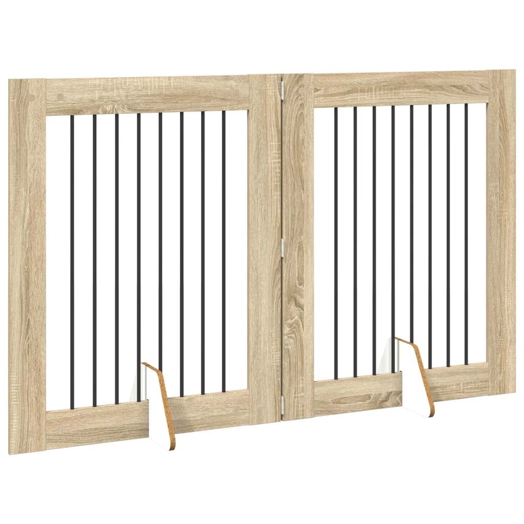 Cancello per cani con supporti 2 pcs Rovere Sonoma 80 x 100 cm 892038