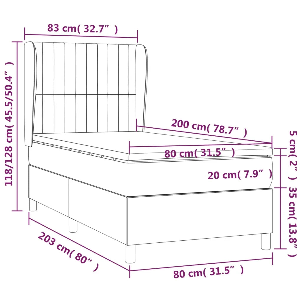 Giroletto a Molle con Materasso-Struttura Letto Grigio Scuro 80x200 cm Velluto 935501