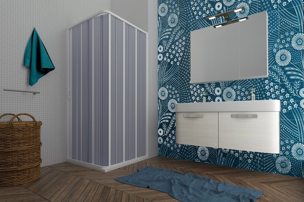 Box doccia apertura laterale a pacchetto pvc bianco h.185cm MITE 80-60x80-60cm