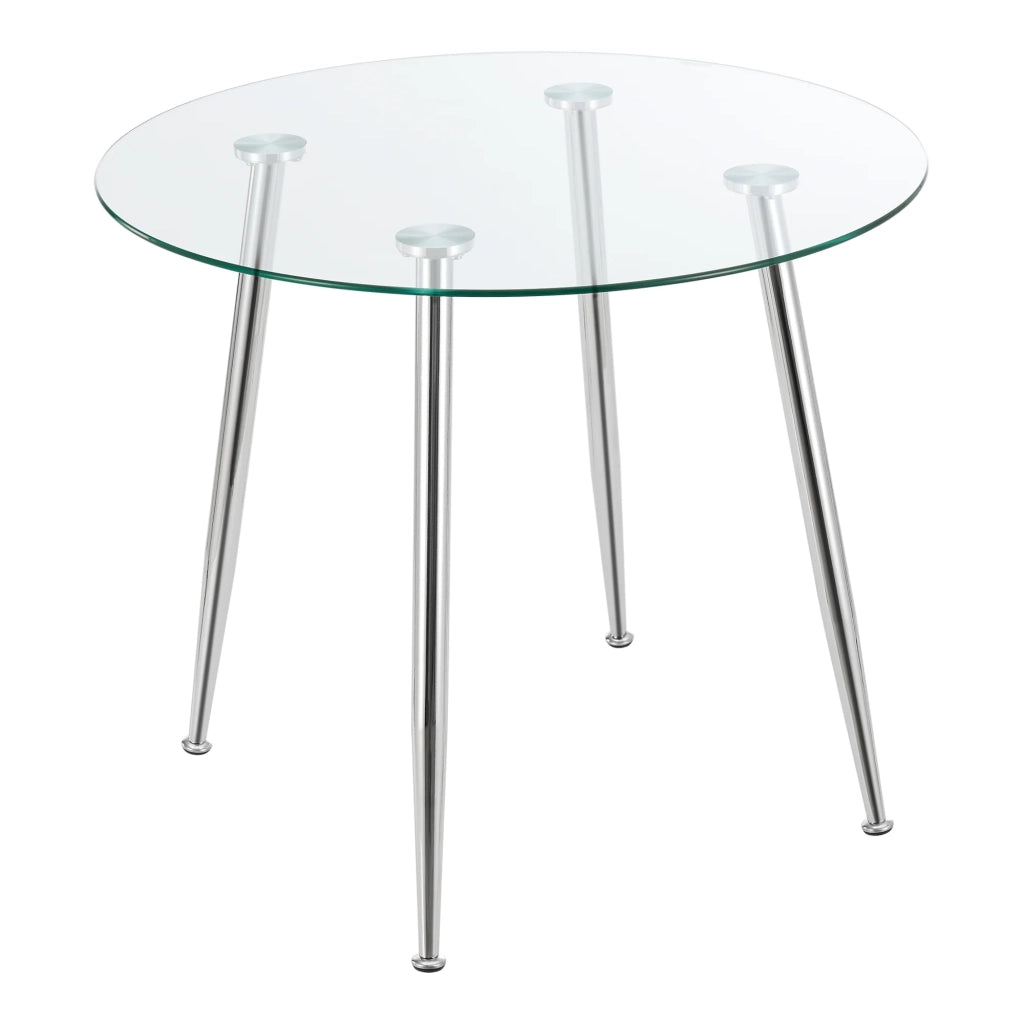 Tavolo da pranzo rotondo in vetro temperato e acciaio 75 x 87 cm cromato trasparente 03_0008706