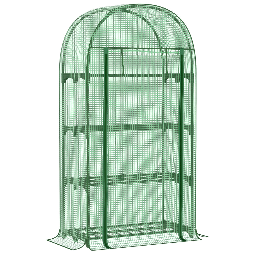 Serra da giardino e balcone ¨C zephmum ¨C verde, 4 ripiani, copertura in PE, 80x49x160 cm