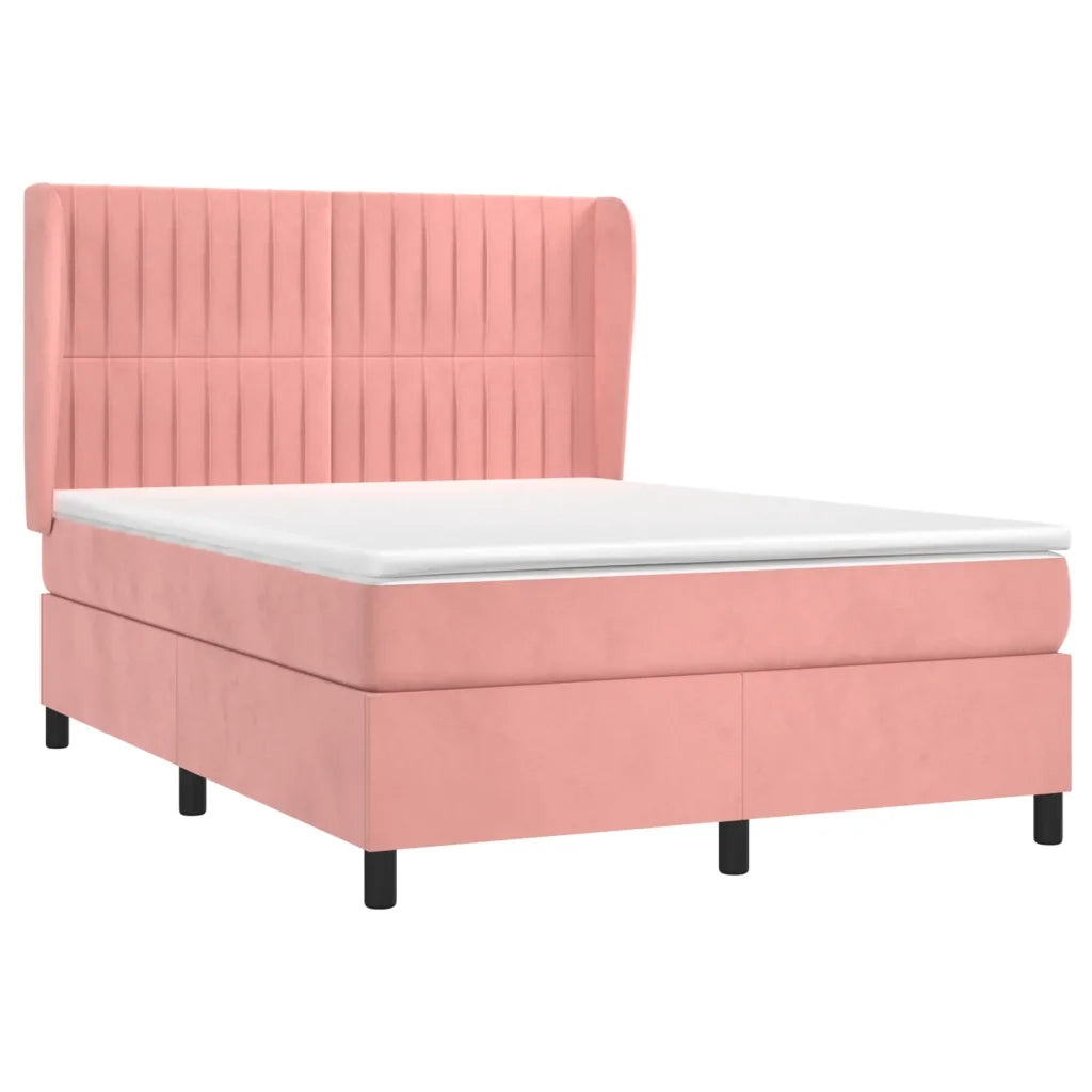 Giroletto a Molle con Materasso Rosa 140x200 cm in Velluto 3129338
