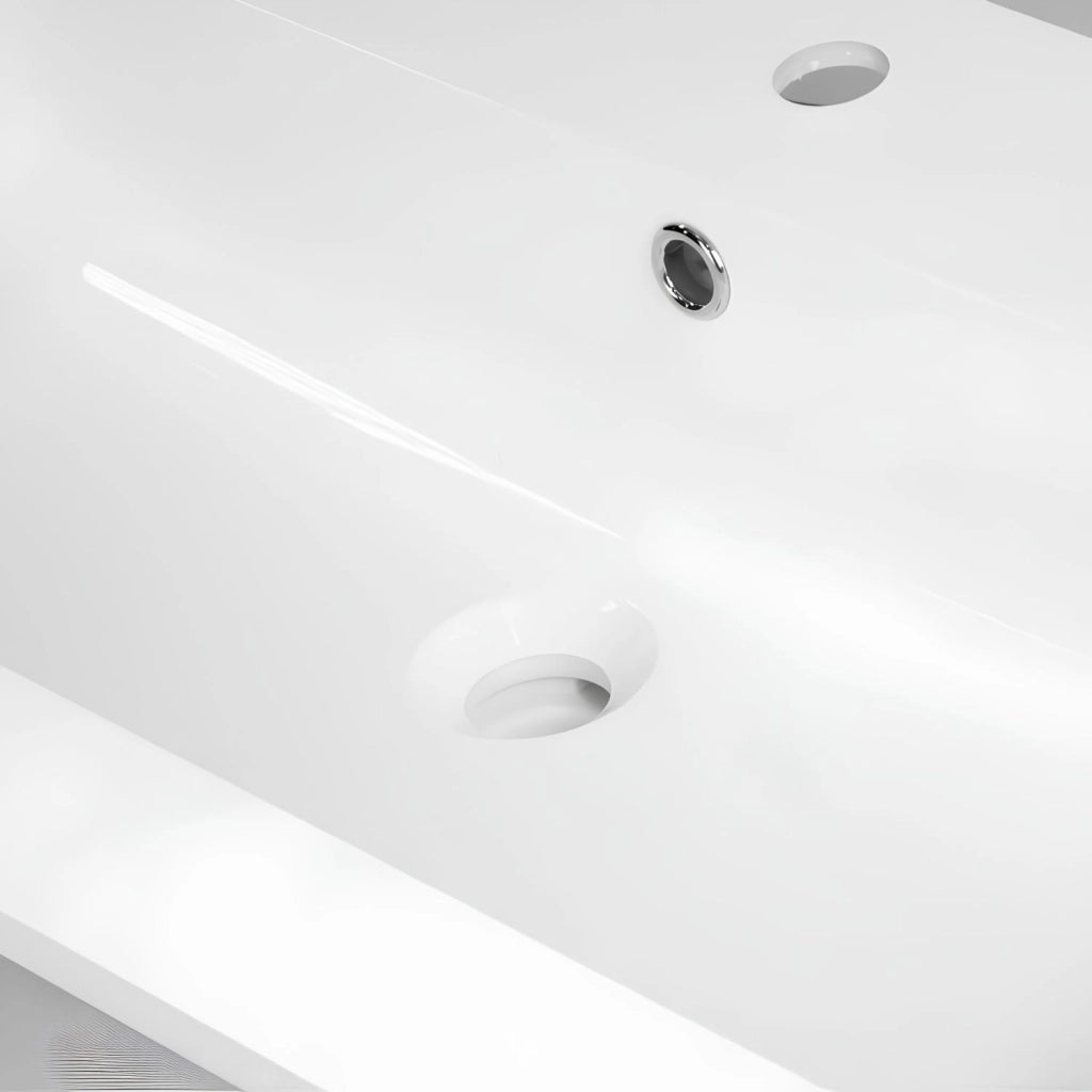Lavabo da incasso in mineral marmo bianco 81x46 cm elegante e funzionale per mobile bagno *** confezione 1