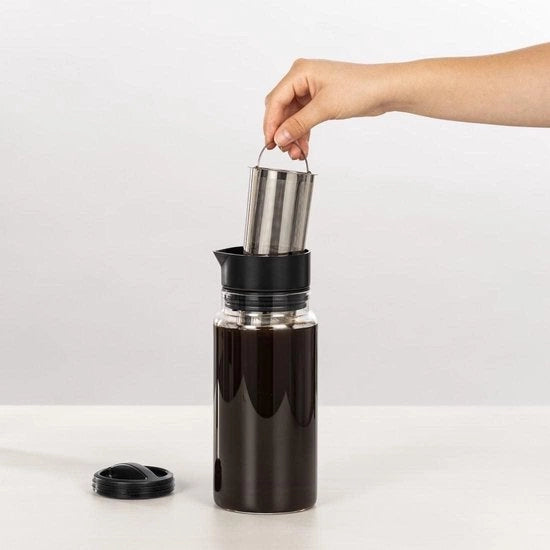 Apparecchio per cold brew - macchina da caffè e tostapane 2 in 1 - bicchiere da 1 l per bollitura a freddo - 3 set di filtri per caffè - macchina per il brew tricolato