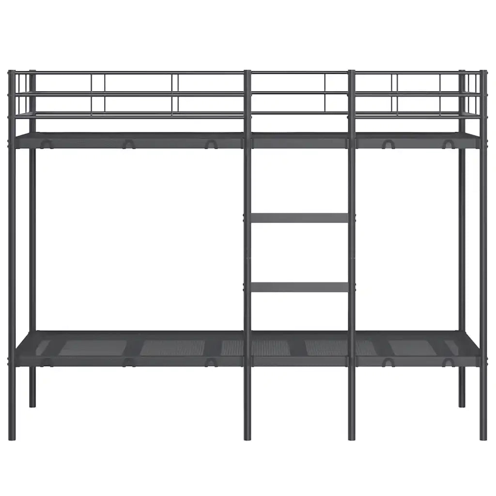 Letto a Castello senza Materasso Nero 75x190 cm in Acciaio 42000319