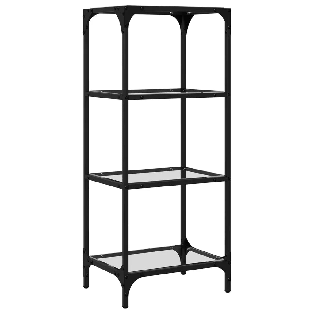 Scaffale con Piano in Vetro Trasparente 40x30x95cm in Acciaio 846038