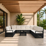 Set Divano da Giardino 12 pz Nero polyrattan 3435766