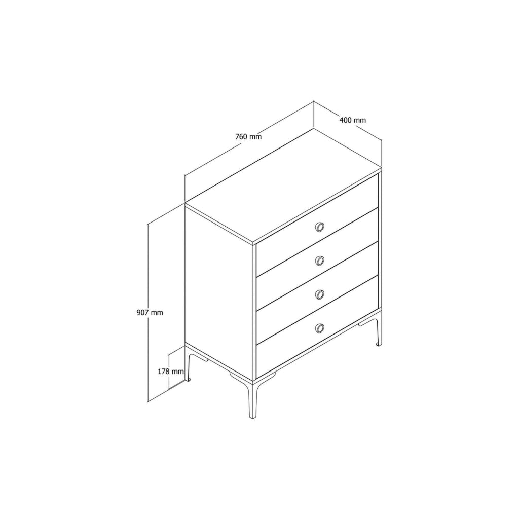 Cassettiera Molly, Settimino multiuso, Comò camera da letto, Mobile con cassetti, 76x40h91 cm, Noce e Antracite