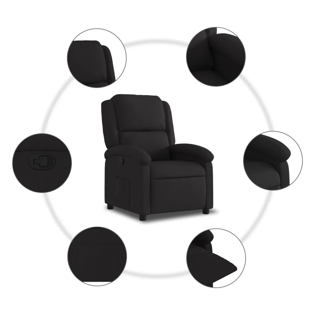 Divano Sedia-Poltrona reclinabile in Tessuto Nero 394988