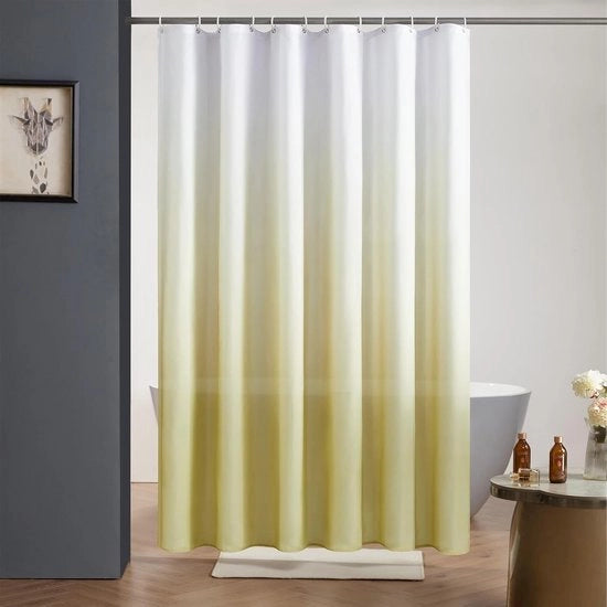 Douchegordijn in poliestere, impermeabile, lavabile, per la doccia, con 12 ganci, bianco a tawny, 180 x 200 cm