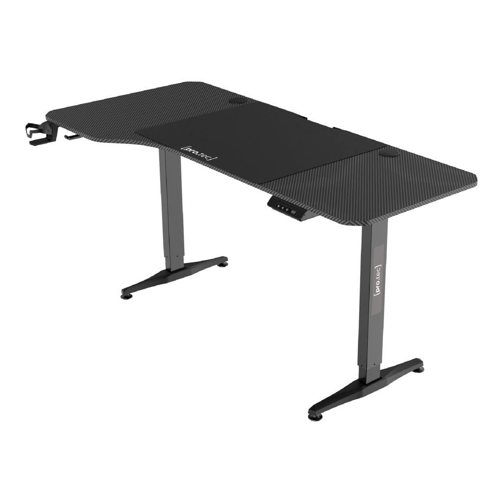 Scrivania Oxnard ad Altezza Regolabile con Sollevamento Elettrico - Nero Effetto Fibra Carbonio pro.tec