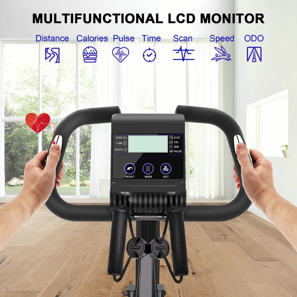 Cyclette Magnetica Pieghevole - RATTANTREE - con Display LCD e Sensore di Frequenza Cardiaca Cyclette - Nero