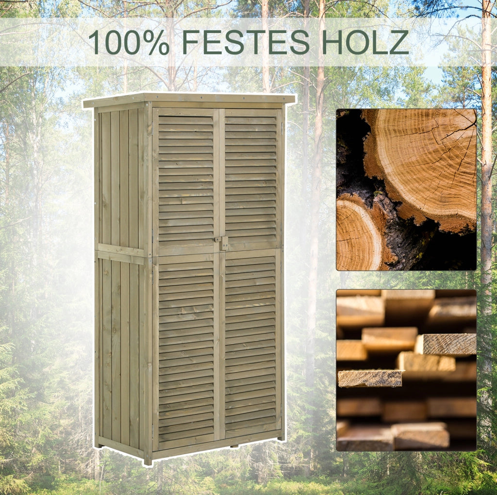 Armadio da giardino in legno grigio con porte a lamelle