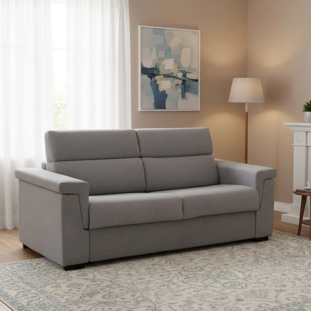 Benedetto, Divano Letto 3 Posti Sfoderabile Made in Italy, 225x95 cm Grigio