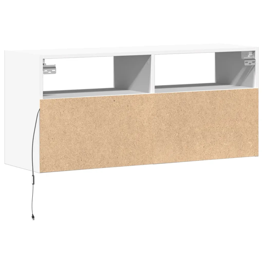 vidaXL Mobile TV a Parete con Luci LED Bianco 100x31x45 cm
