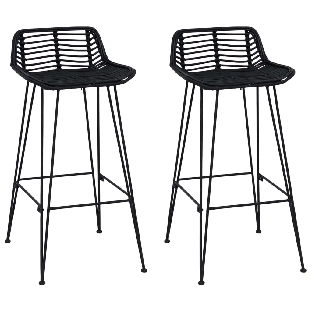 Sgabello da bar 2 pcs Nero 44 x 46 x 91 cm Rattan e acciaio 42033205