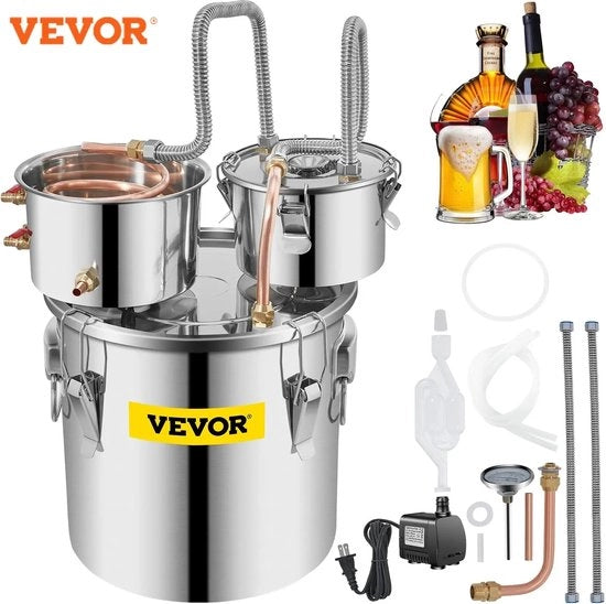 Distillatore a Vapore 30L - Kit per Distillazione - Apparecchio per Distillazione - Produzione Birra - Produzione Alcol - Whisky