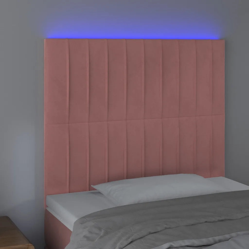 Testiera | Testata a LED Rosa 90x5x118/128 cm in Velluto