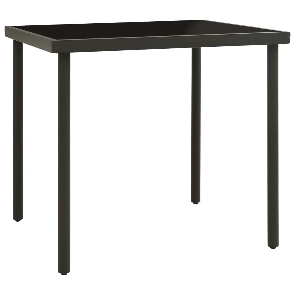 Tavolino da Giardino | Tavolo da Pranzo per Esterni Antracite 80x80x72cm Vetro Acciaio