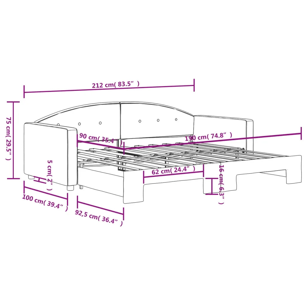 Divano Letto con Letto Estraibile-Sofa Letto-Daybed Grigio Chiaro 90x190 Velluto 577493