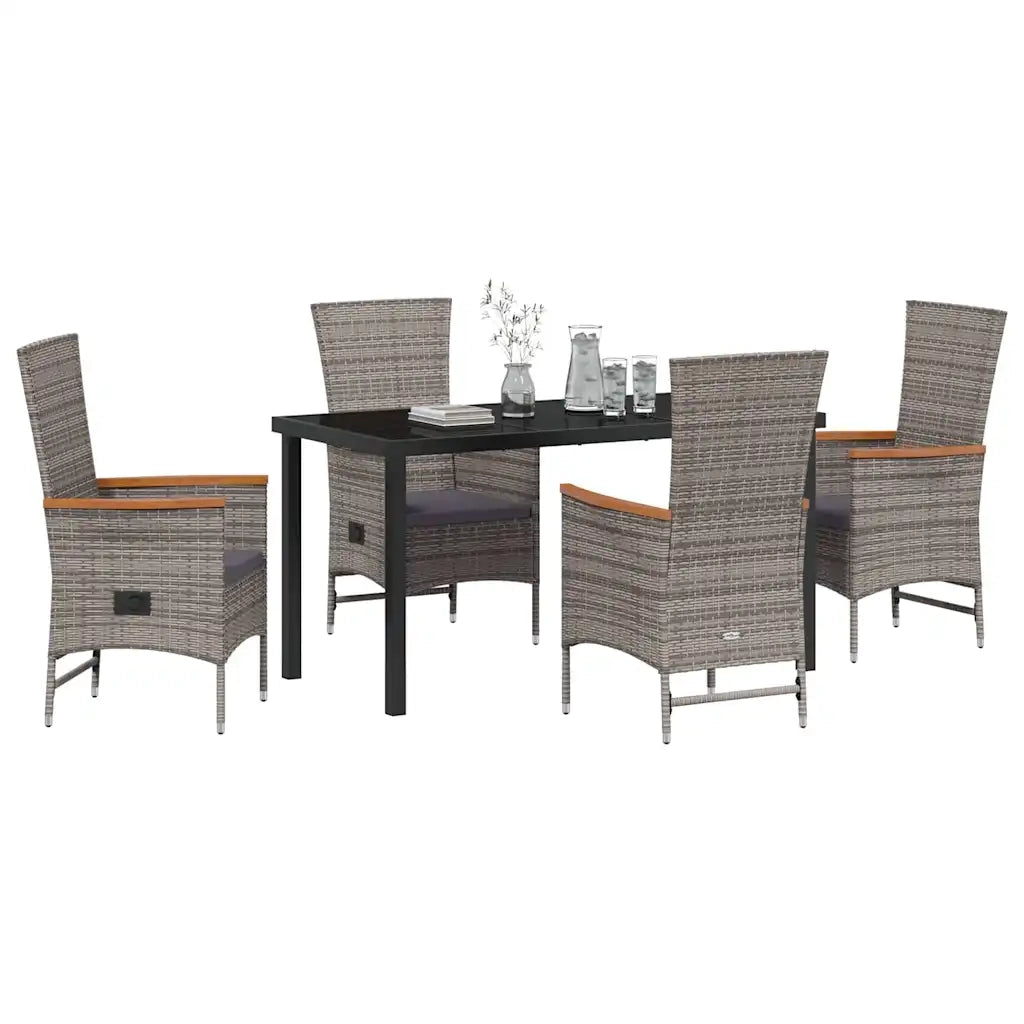 Set da Pranzo per Giardino con cuscino 5 pcs Grigio 3379438