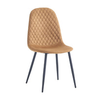 Set 4 Sedie imbottite velluto mostarda Bretta con schienale trapuntato