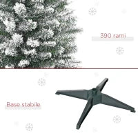 Albero di Natale Slim Artificiale 180 cm con Rami Realistici, Albero di Natale Innevato Alto e Stretto con Base Pieghevole, Verde