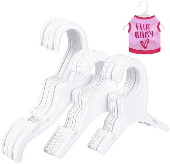 Hanger per Animali Domestici - 18 Stuks - Plastica - Mini-Hanger - Hanger per Animali Domestici Bianchi - Hanger per Animali Domestici Flessibili - 128x135x4 mm / 136x185x4 mm / 188x249x5.5 mm - Hanger per Animali Domestici