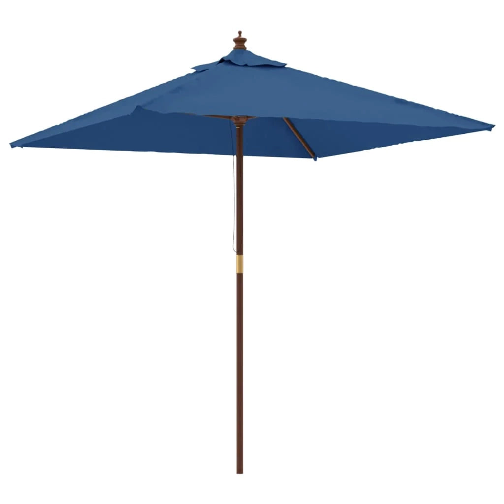 Ombrellone da giardino con palo in legno 198 x 198 x 231 cm blu 02_0008338