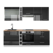 Cucina componibile Fame-Line Antracite lucido/Bianco 235 cm, PL Rovere Vicco