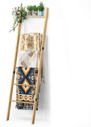 Scale a 6-traps Handdoekladder per la Camera da Letto, Decorativo Supporto per Asciugamani per Coperte e Quilts, Piastra di Stoccaggio per Coperte e Quilts che si Appoggia al Muro, per la Camera da Letto, Naturale