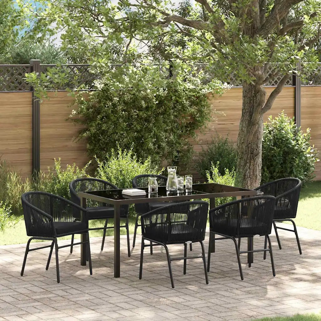 Set da Pranzo per Giardino 7 pcs Nero