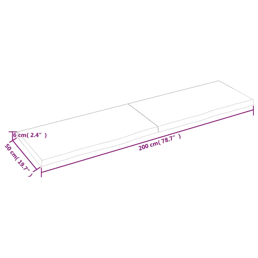 Mensola | Ripiano | Scaffale Marrone Scuro 200x50x(2-6) cm Massello Rovere Trattato