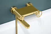 IMEX Set vasca-doccia monocomando in ottone e zama finitura oro spazzolato con tubi acciaio 180 cm staffa ABS doccetta tonda cartuccia ceramica Ø35 mm Imex-BDC033-4OC