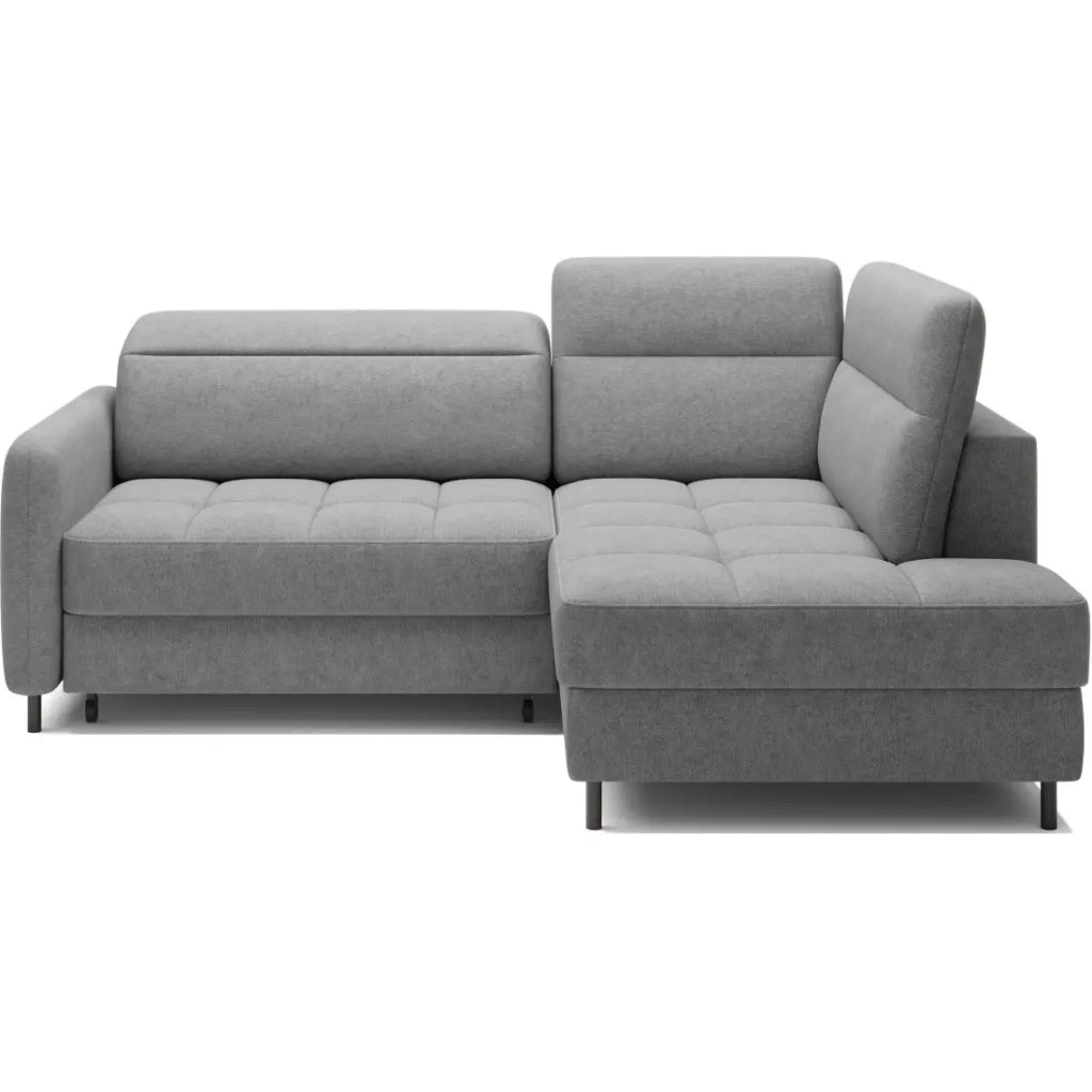 Divano angolare destro convertibile BARNEA 208 cm grigio chiaro con contenitore