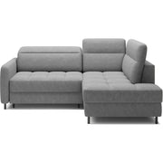 Divano angolare destro convertibile BARNEA 208 cm grigio chiaro con contenitore