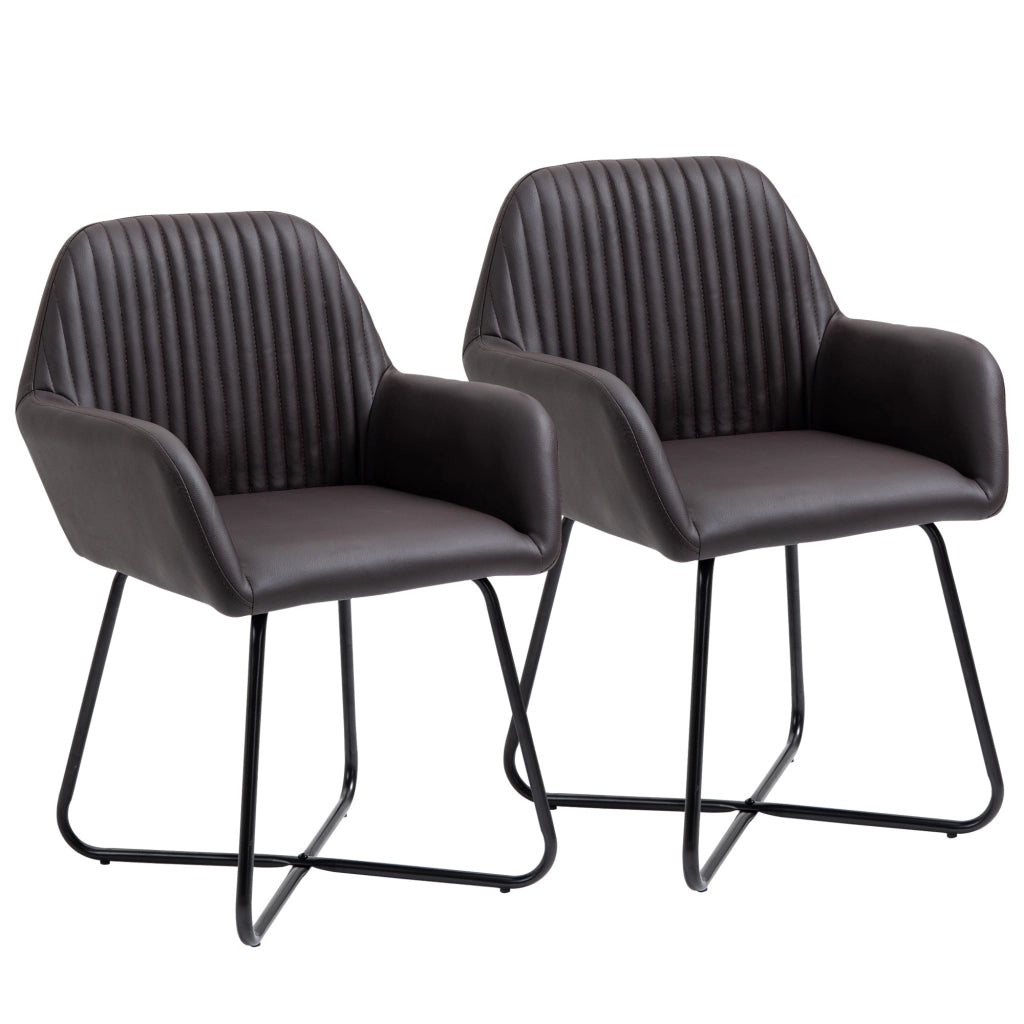 Set 2 Sedie Imbottite 60x56,5x85 cm in Similpelle Marrone