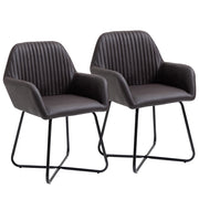 Set 2 Sedie Imbottite 60x56,5x85 cm in Similpelle Marrone