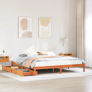 Letto senza Materasso-Struttura Letto Marrone Cera 200x200 cm in Legno di Pino 819032