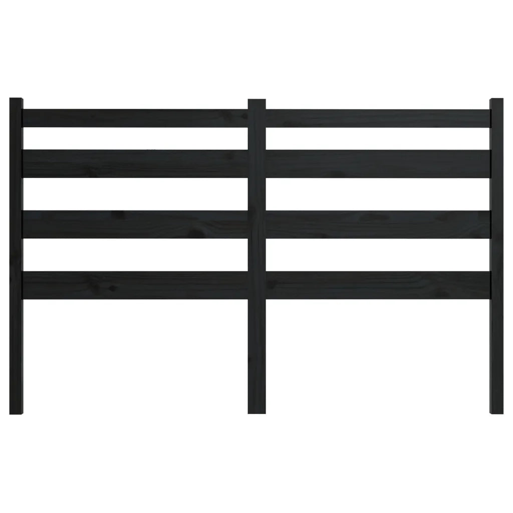 Testiera per Letto Nera 126x4x100 cm in Legno Massello di Pino