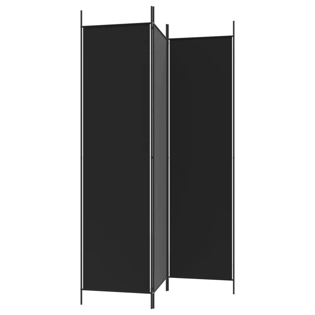 Divisorio a 3 Pannelli Nero 150x200 cm in Tessuto 350181