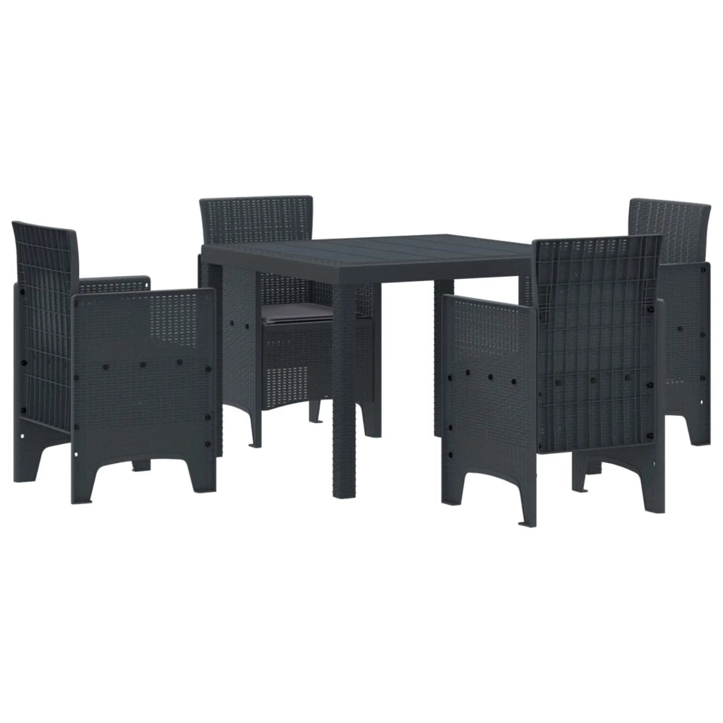 Set da Pranzo per Giardino 5 pcs Antracite Polipropilene